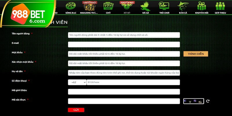 Tạo tài khoản trên website